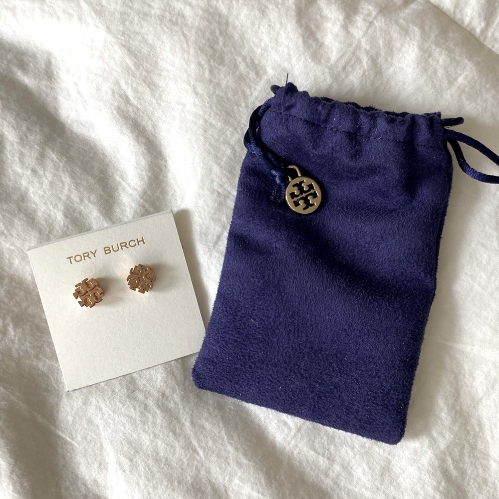 Tory Burch logo gold earrings